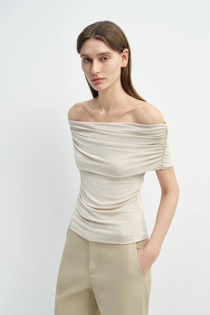 Sol Draped Off Shoulder Top Oat