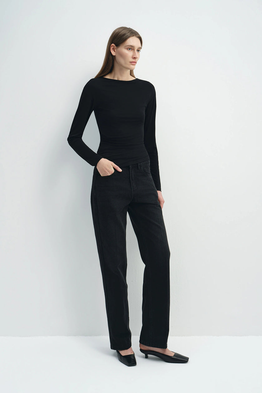 Liora Draped Jsy Top Black