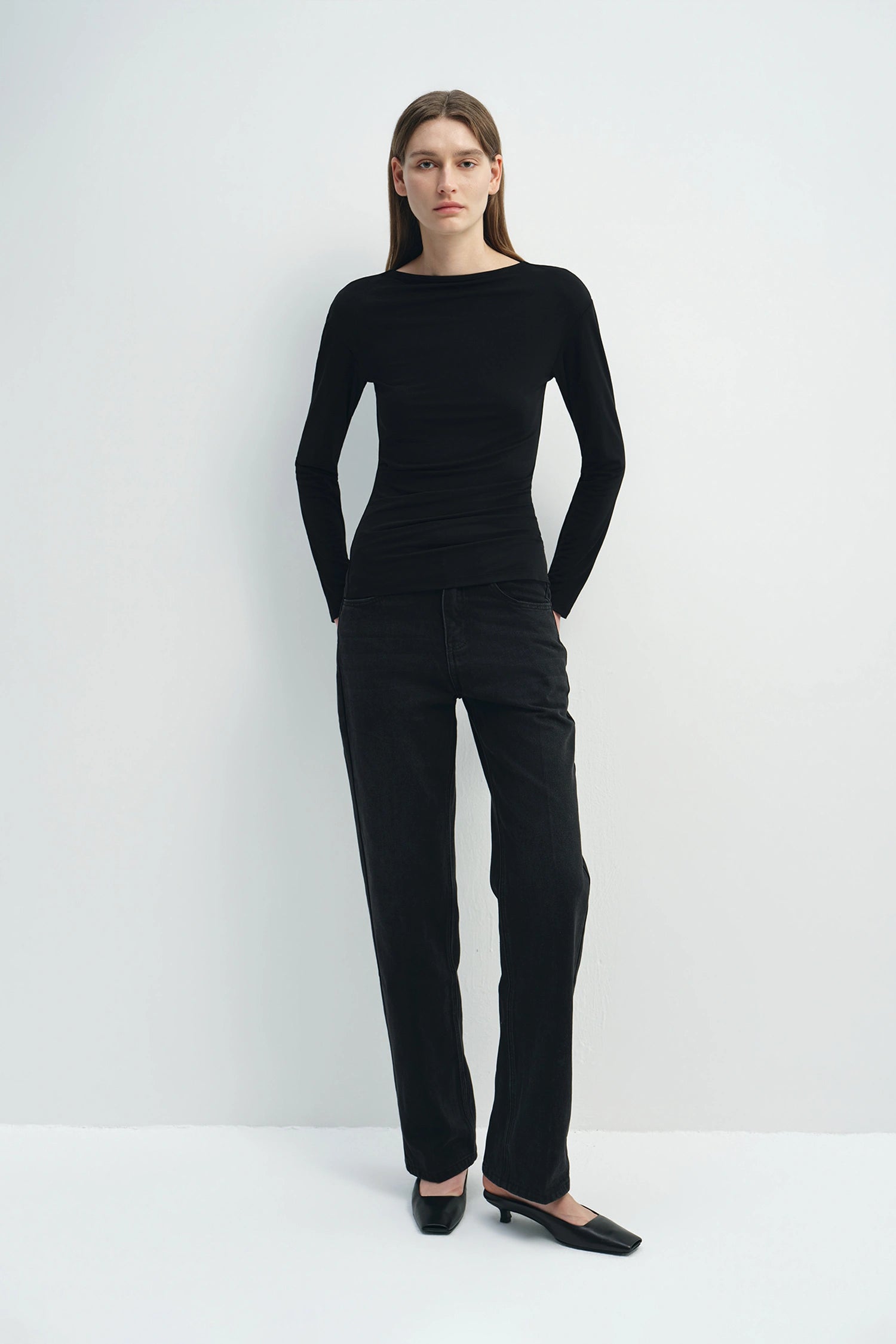 Liora Draped Jsy Top Black