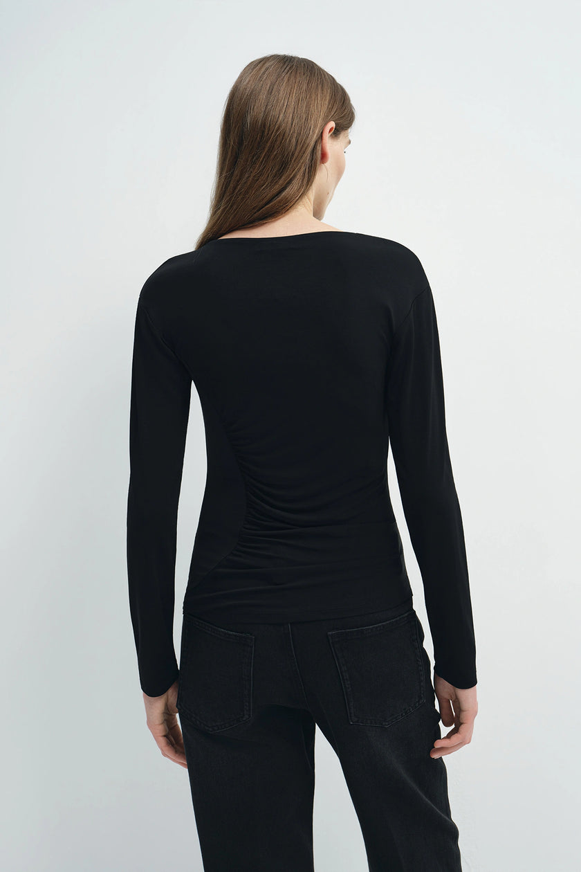 Liora Draped Jsy Top Black