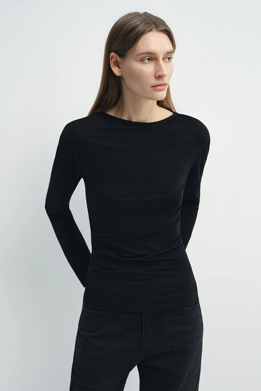 Liora Draped Jsy Top Black