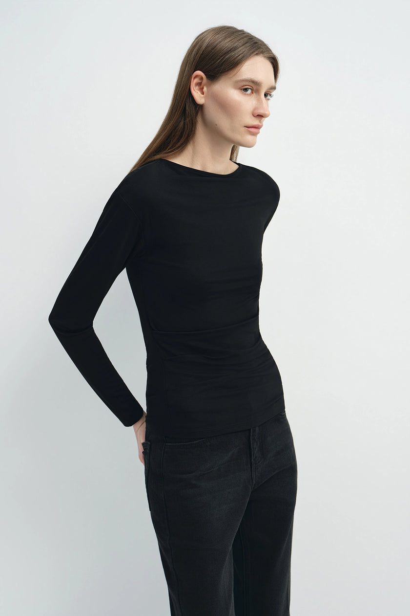 Liora Draped Jsy Top Black