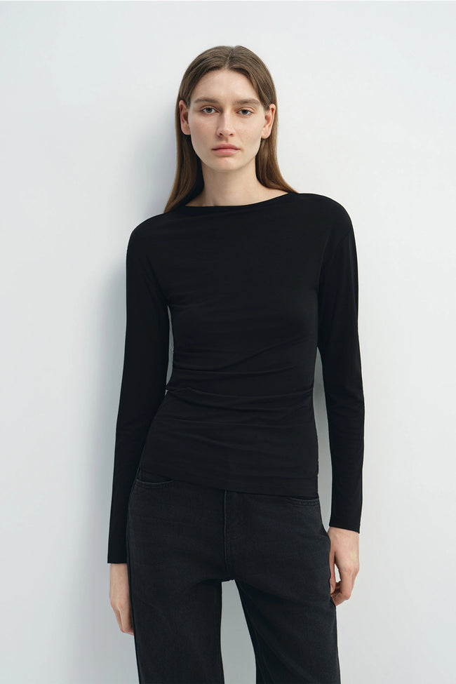 Liora Draped Jsy Top Black