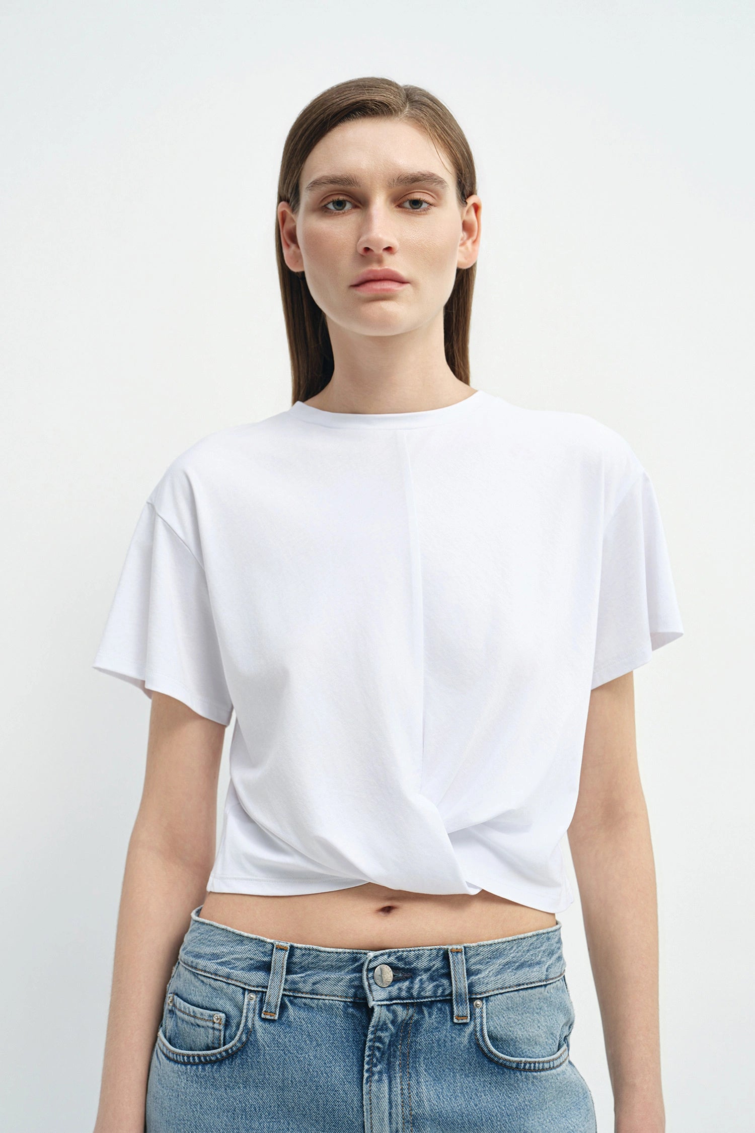 Aveline Twist Center Front Top White