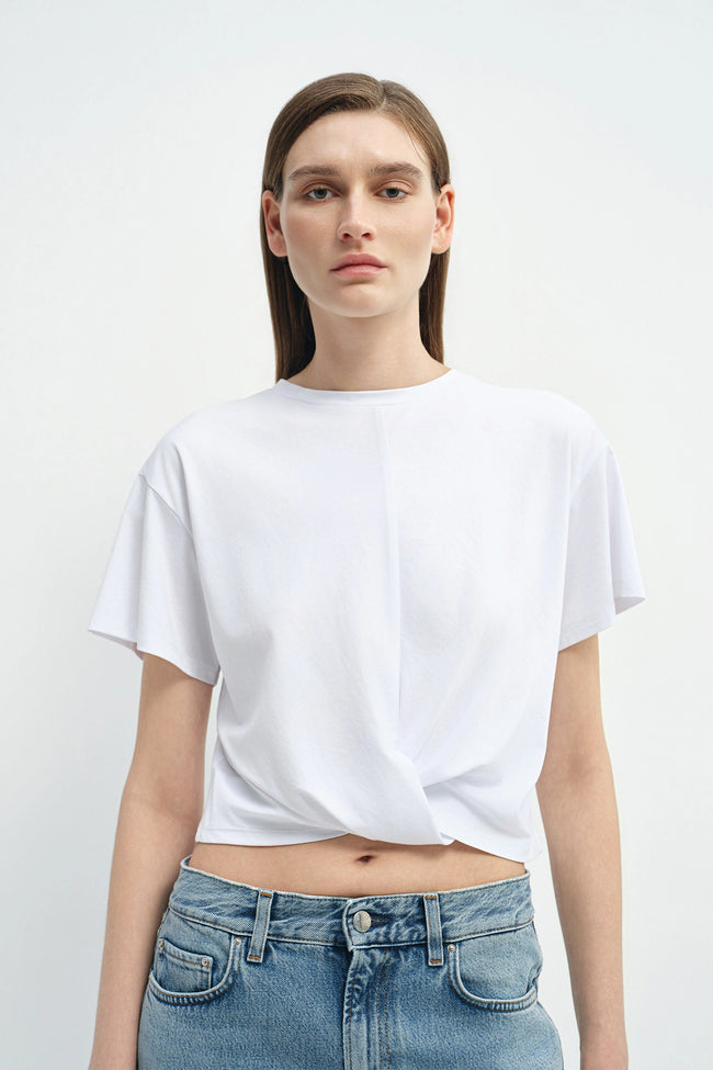 Aveline Twist Center Front Top White