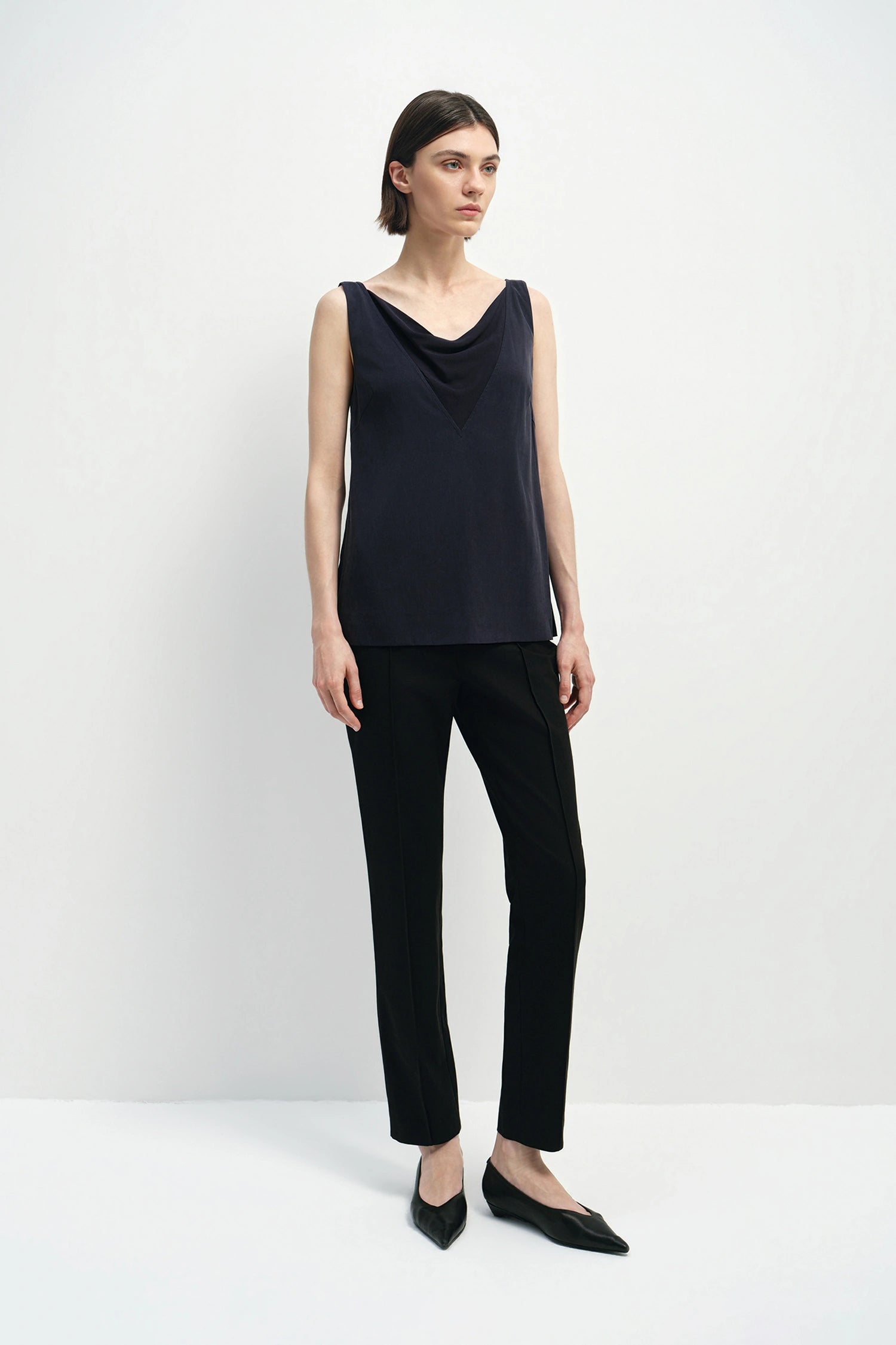 Noémie Cowl Neck Top Navy