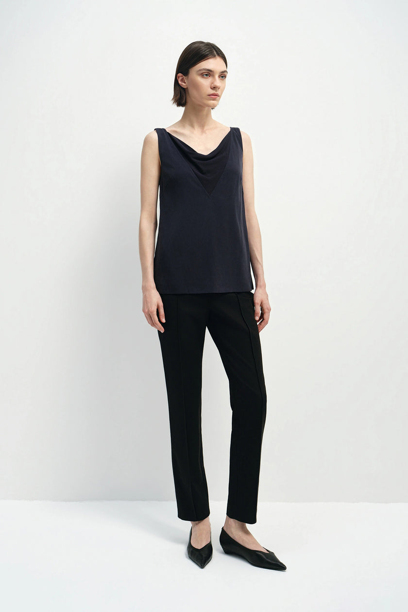 Noémie Cowl Neck Top Navy