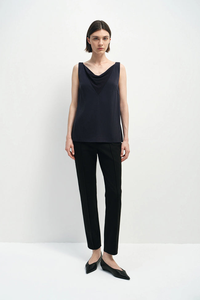 Noémie Cowl Neck Top Navy