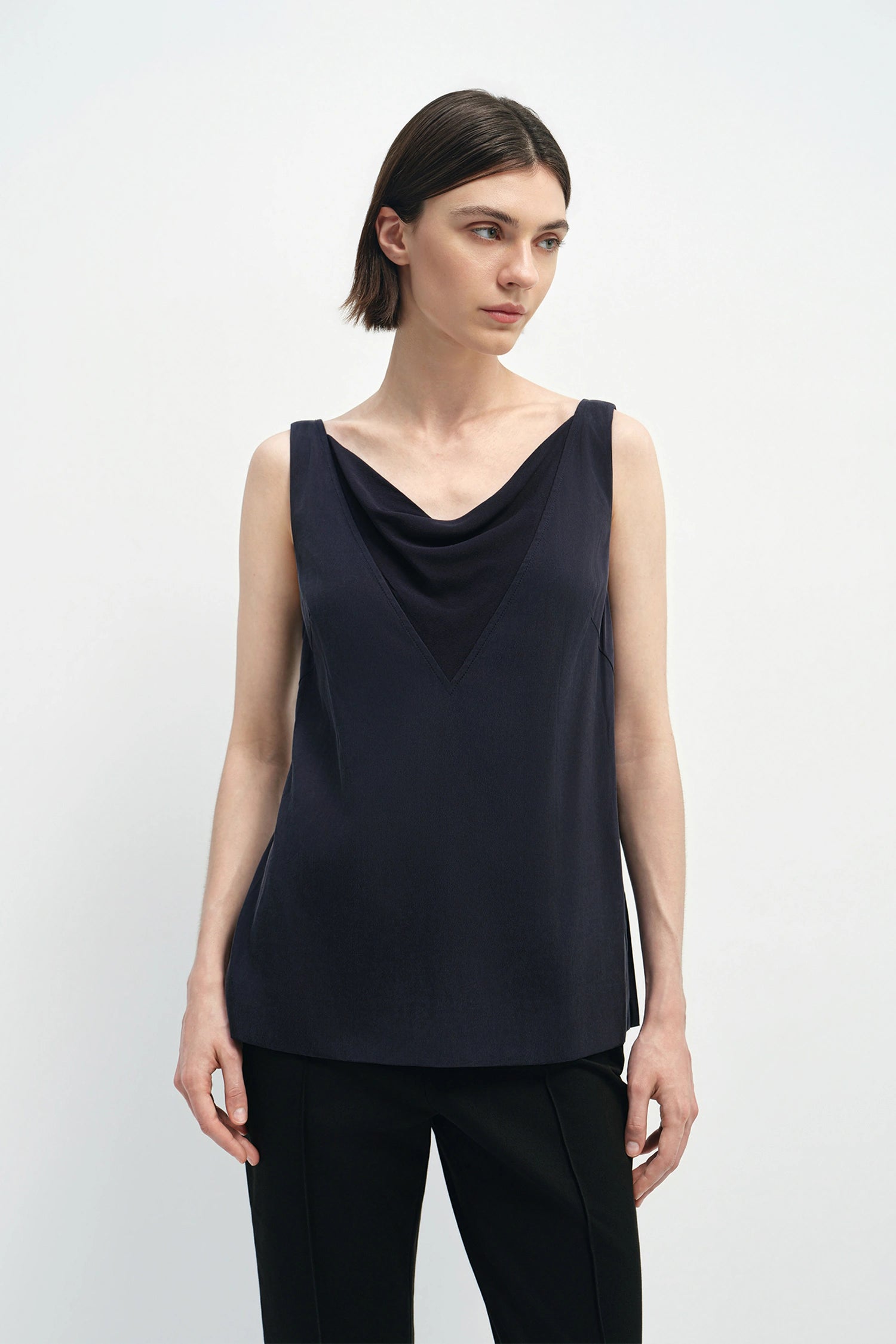 Noémie Cowl Neck Top Navy