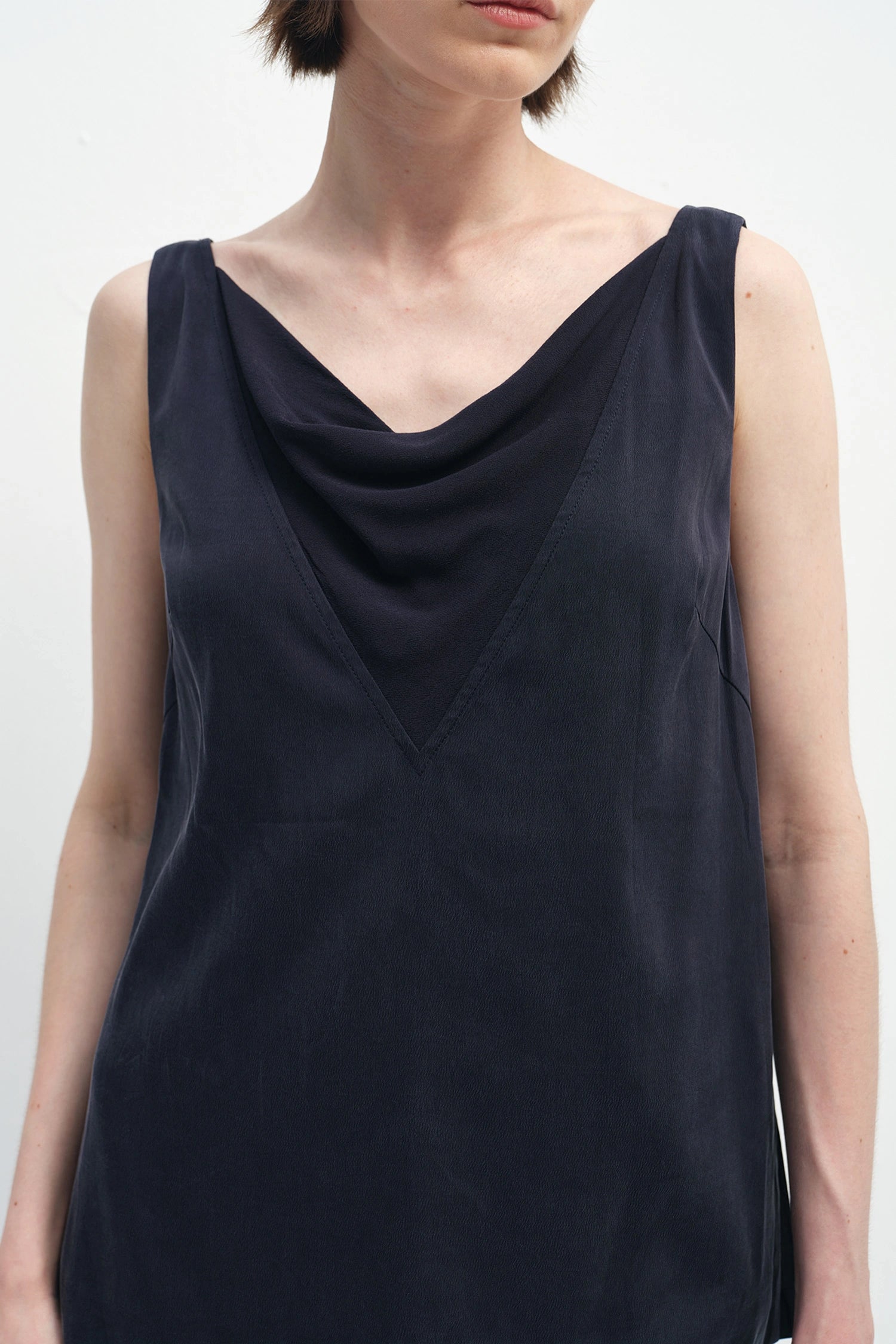 Noémie Cowl Neck Top Navy