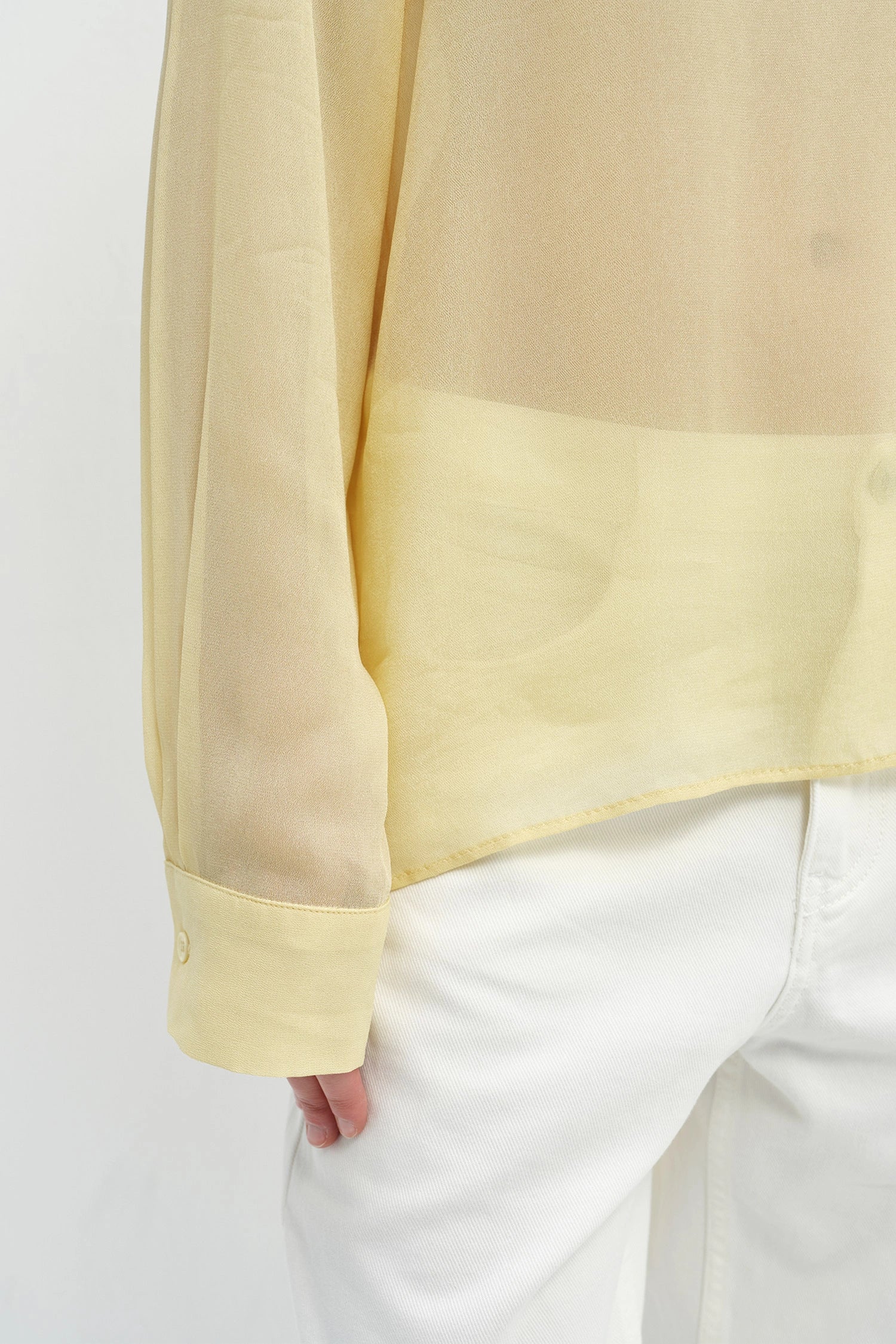 Celine Tie Neck Blouse Pale Yellow