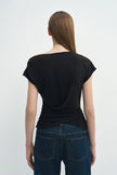 Brisa Side Shirred Draped Top Black