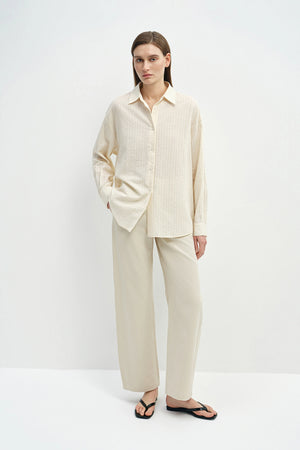Odette Yarn Dye Stripe Shirt Creme