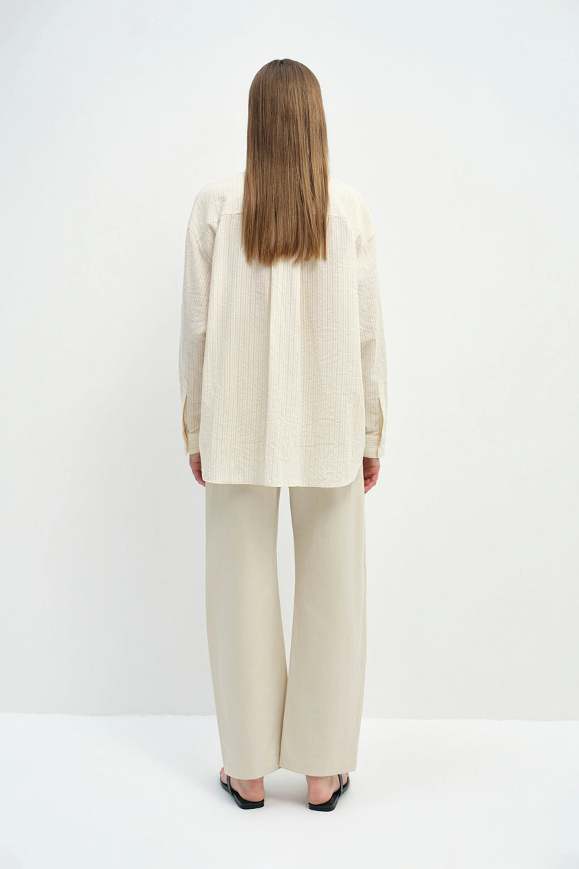 Odette Yarn Dye Stripe Shirt Creme