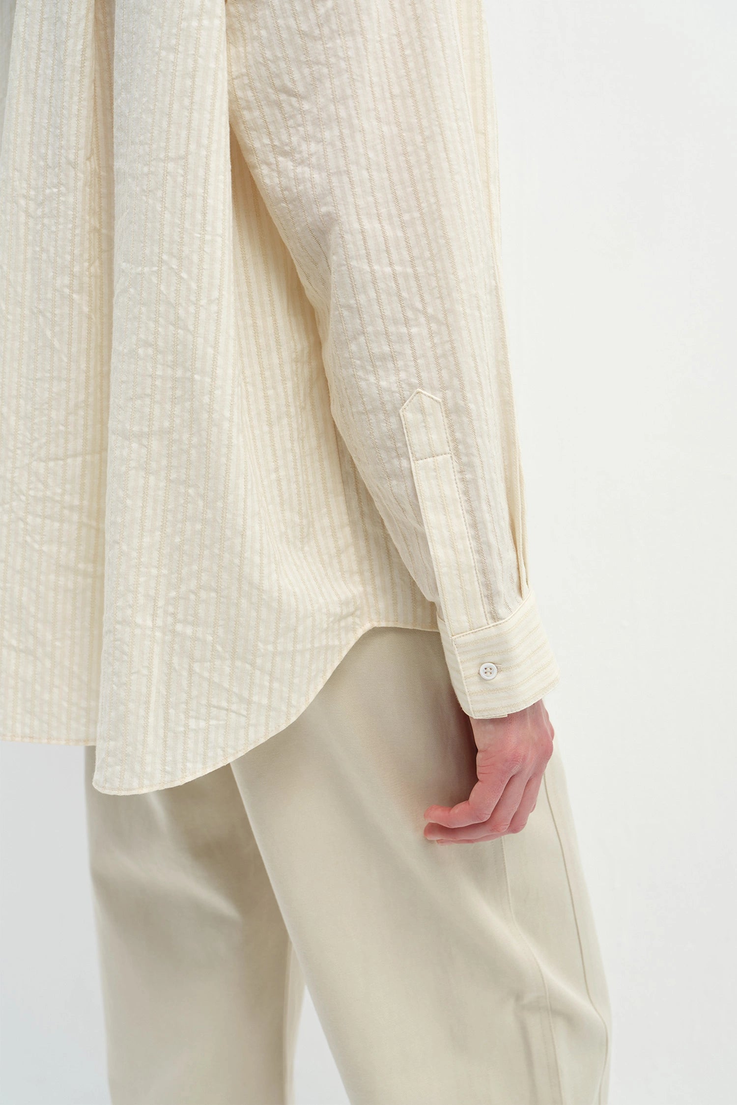 Odette Yarn Dye Stripe Shirt Creme