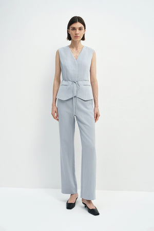 Élan Tie Waist Vest Ash Blue