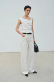 Eden Twist Shoulder Draped Top White