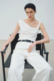 Eden Twist Shoulder Draped Top White