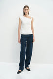 Eden Twist Shoulder Draped Top White