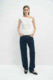 Eden Twist Shoulder Draped Top White