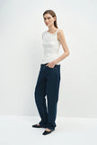 Eden Twist Shoulder Draped Top White