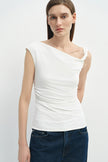 Eden Twist Shoulder Draped Top White