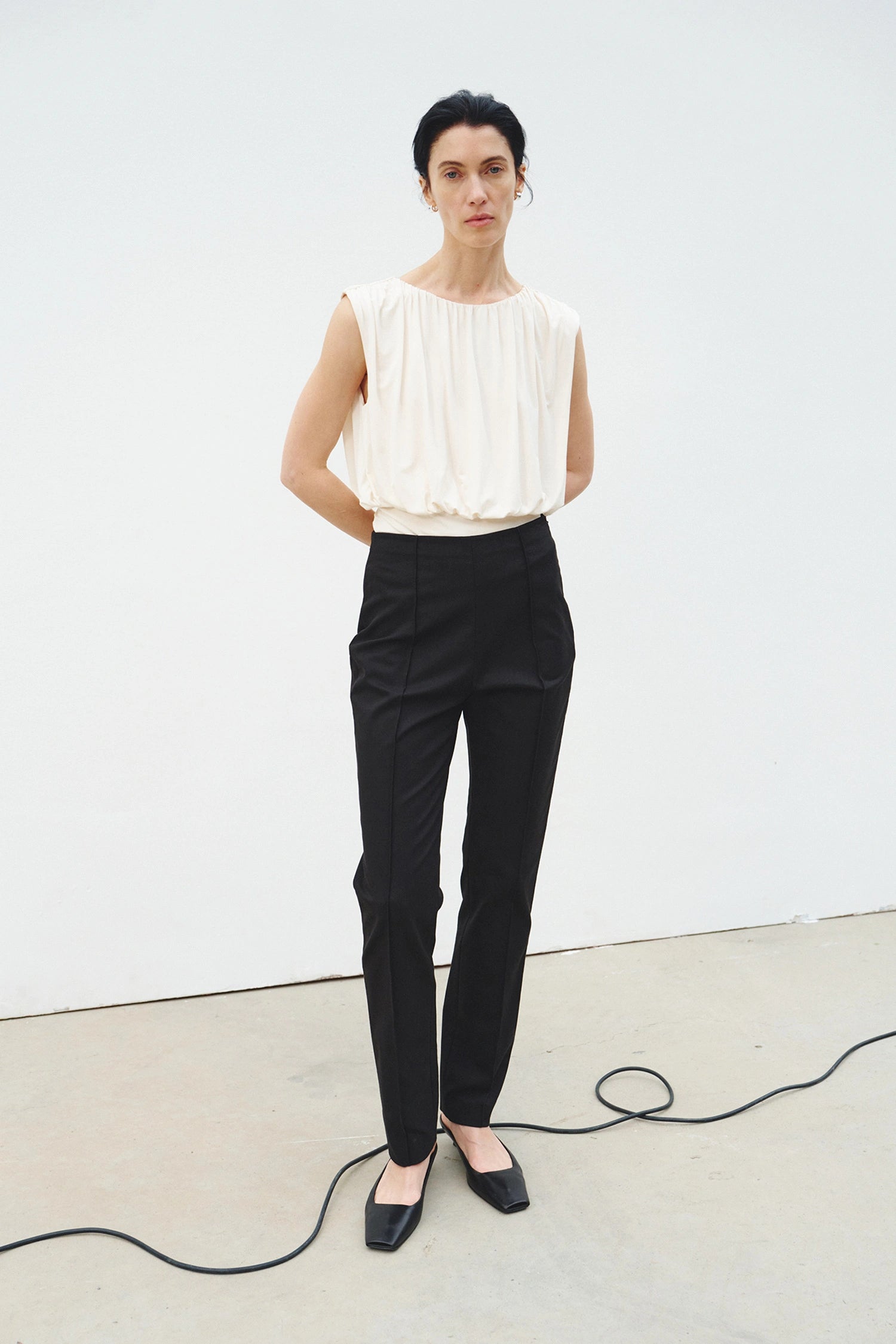 Muse Draped Jersey Top Egret