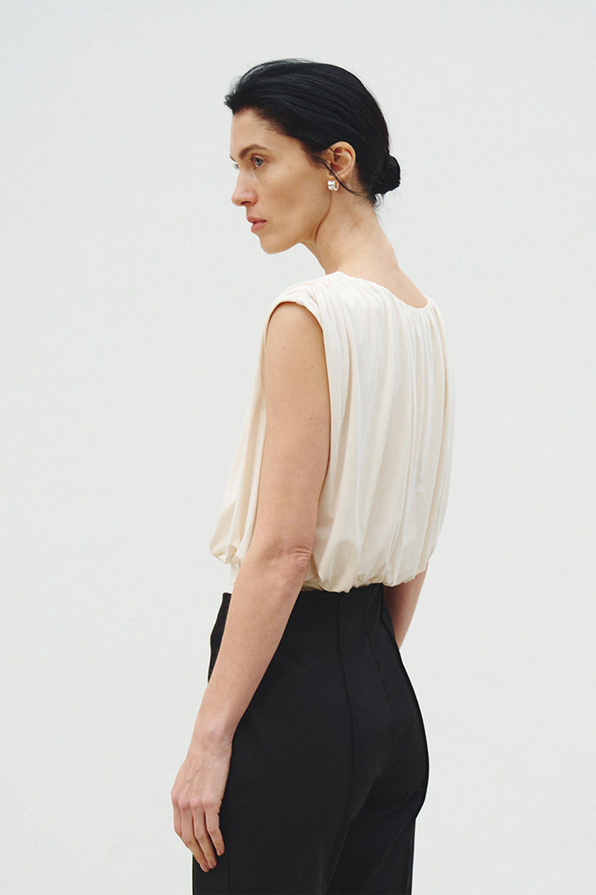 Muse Draped Jersey Top Egret