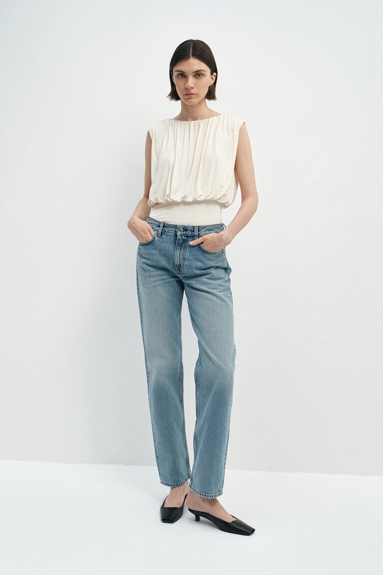 Muse Draped Jersey Top Egret