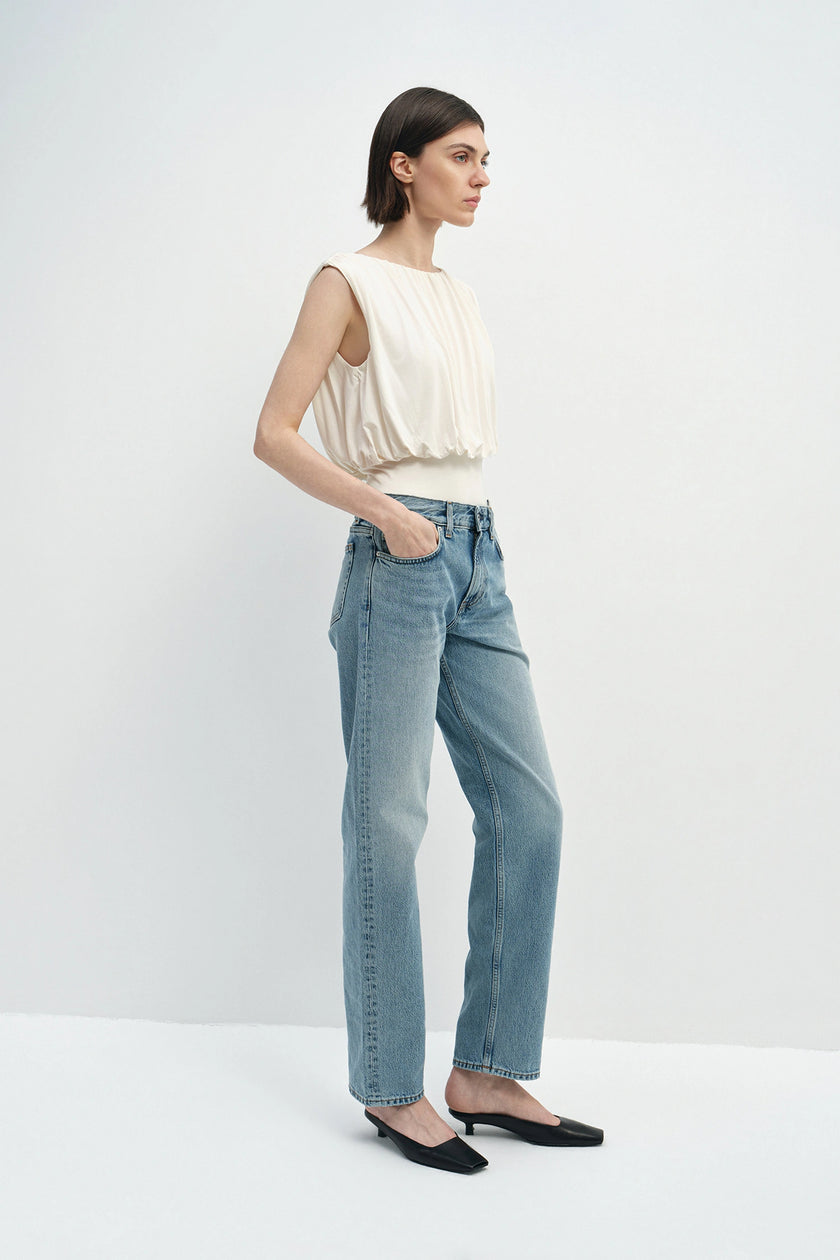 Muse Draped Jersey Top Egret