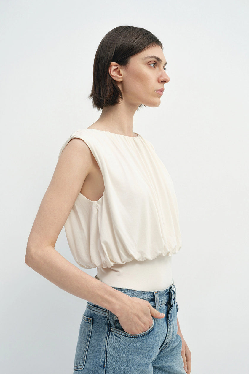 Muse Draped Jersey Top Egret