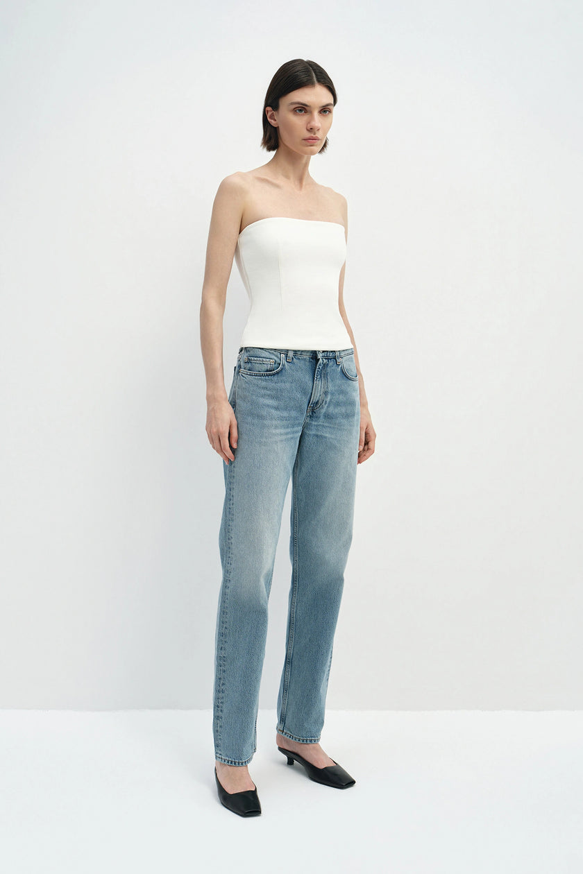 Demi Zip Back Bandeau Top Egret