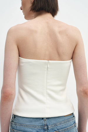 Demi Zip Back Bandeau Top Egret