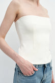 Demi Zip Back Bandeau Top Egret