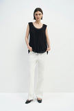 Reverie Scoop Neck Draped Tank Black