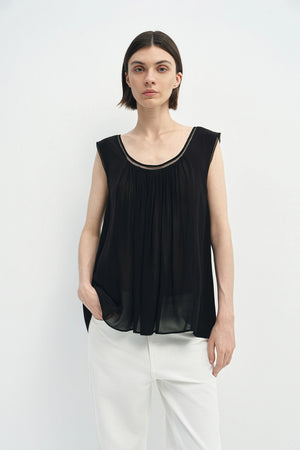 Reverie Scoop Neck Draped Tank Black