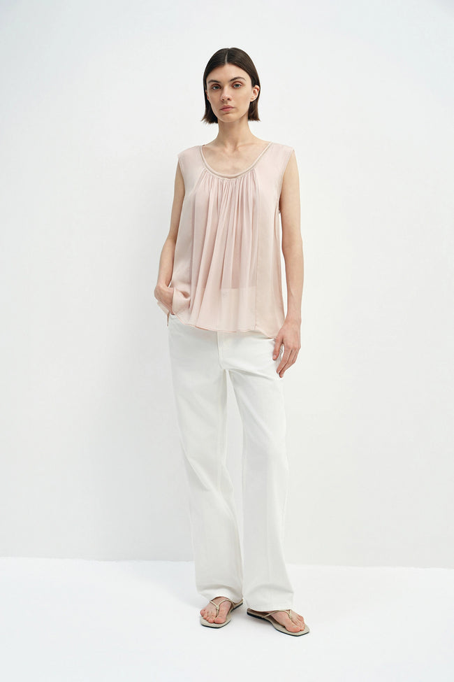 Reverie Scoop Neck Draped Tank Nude Pink