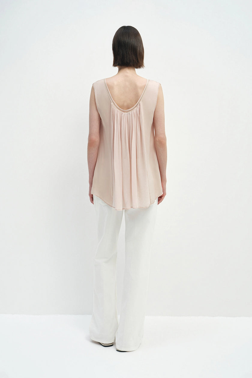 Reverie Scoop Neck Draped Tank Nude Pink