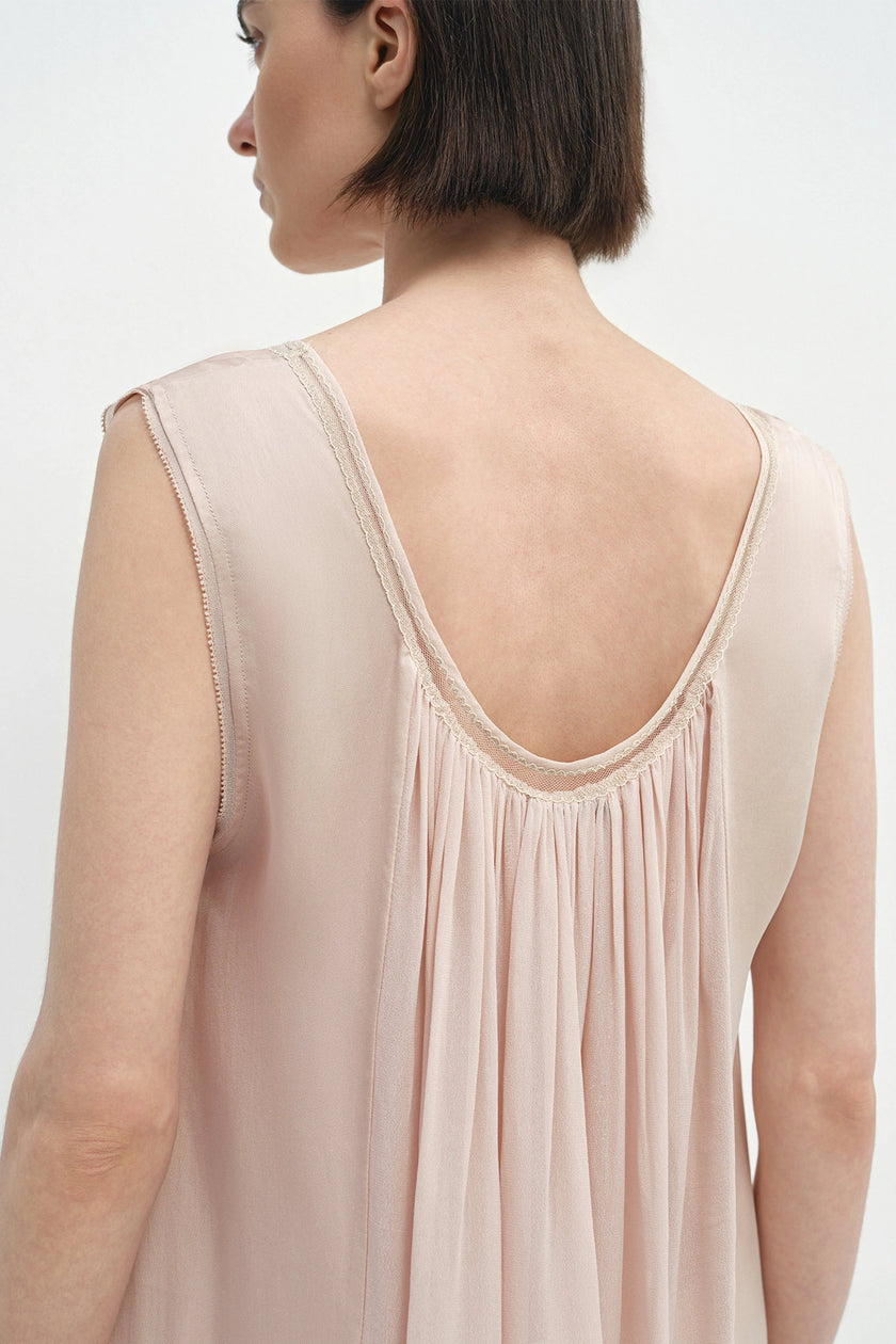 Reverie Scoop Neck Draped Tank Nude Pink