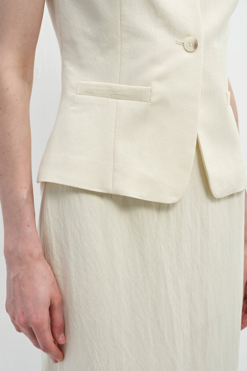 Elira Button Front Vest Egret