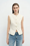 Elira Button Front Vest Egret