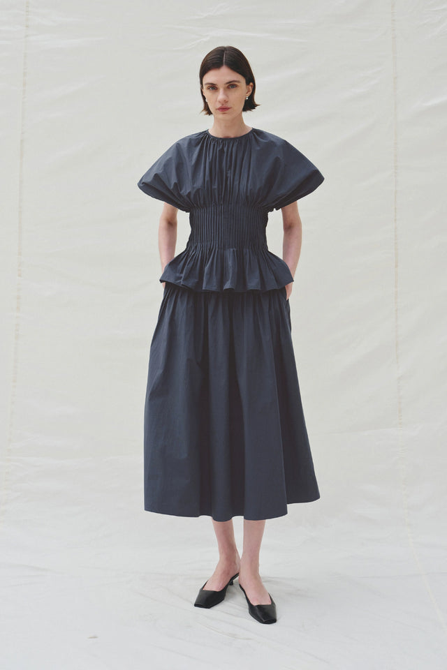 Piquenique Pintuck Skirt-Navy