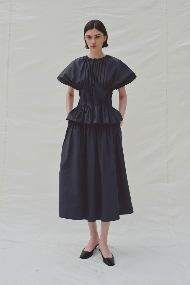 Piquenique Pintuck Skirt-Navy