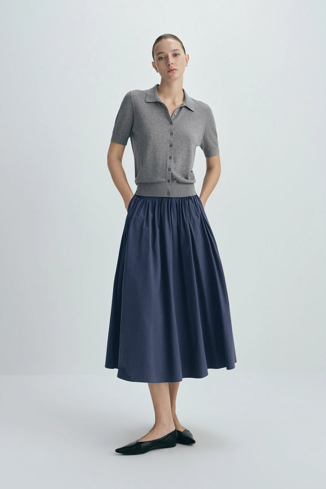 Piquenique Pintuck Skirt-Navy