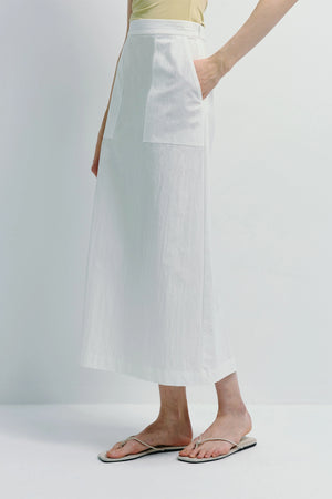 Savoie Crinkled Poplin Skirt White