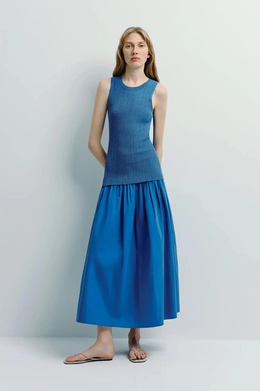 Glace Poplin Midi Skirt