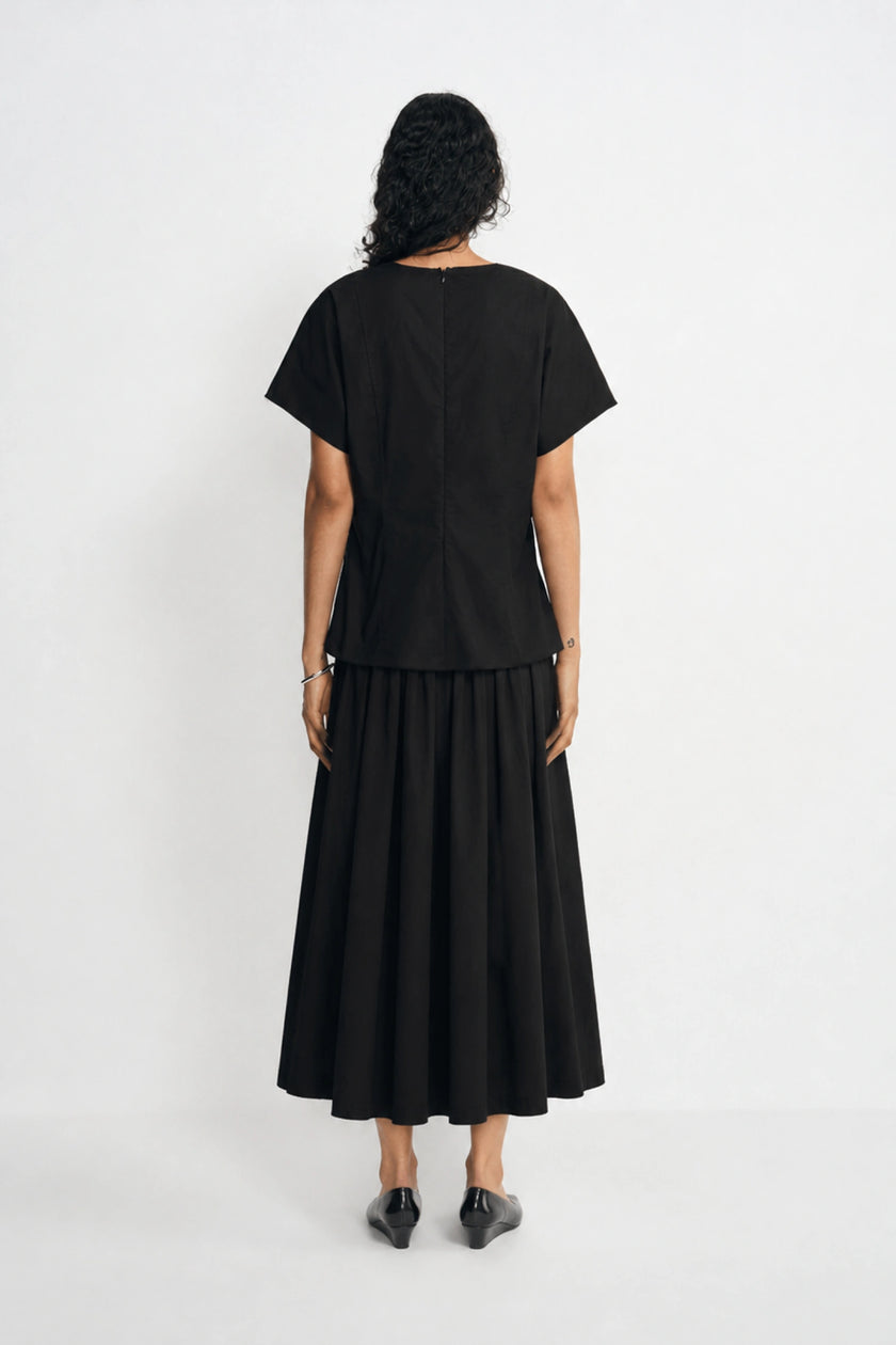Panier Drawstring Waist Pleated Skirt