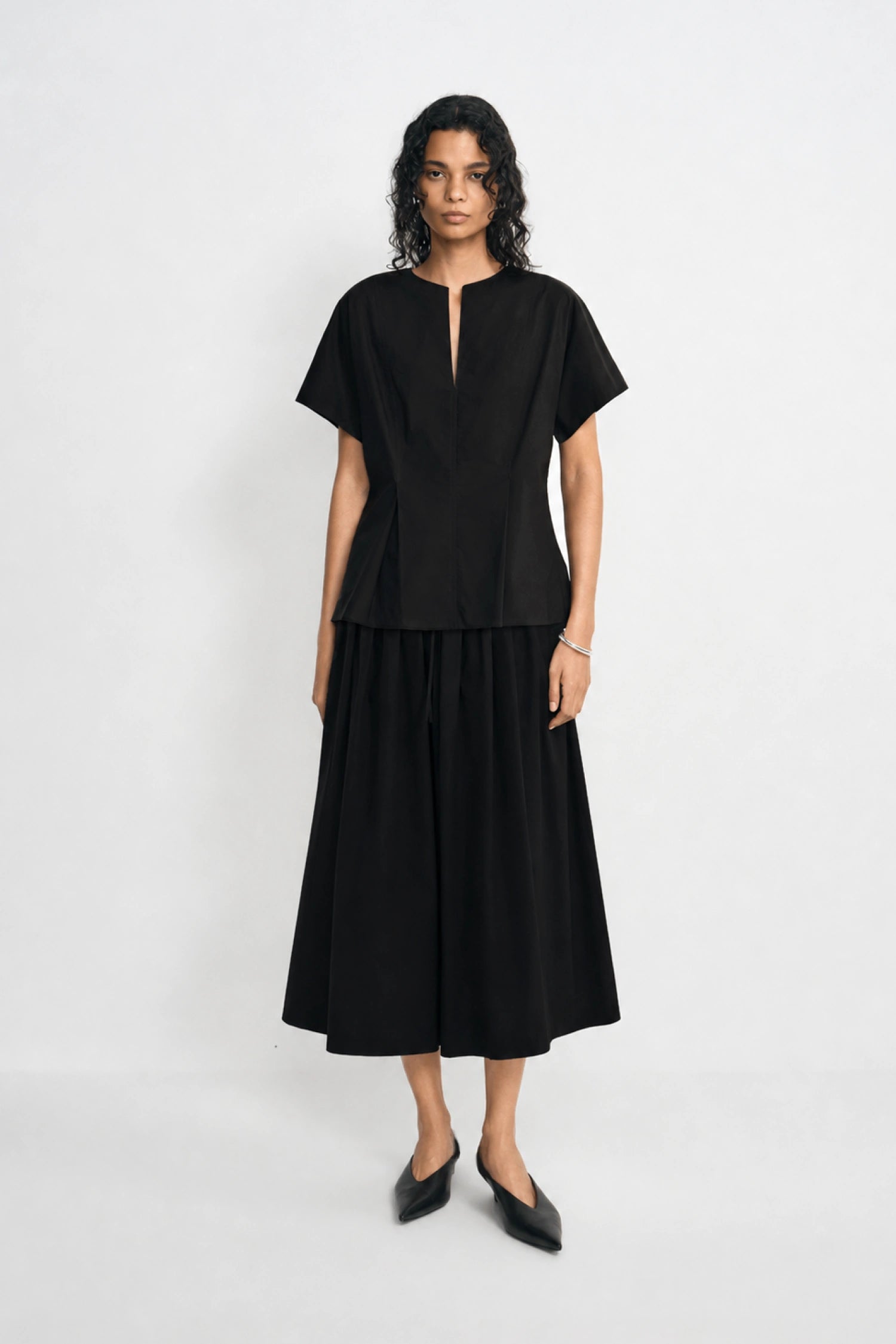 Panier Drawstring Waist Pleated Skirt