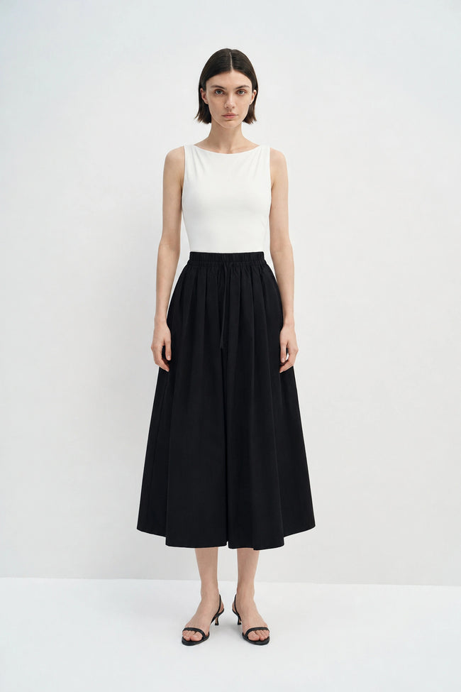 Panier Drawstring Waist Pleated Skirt