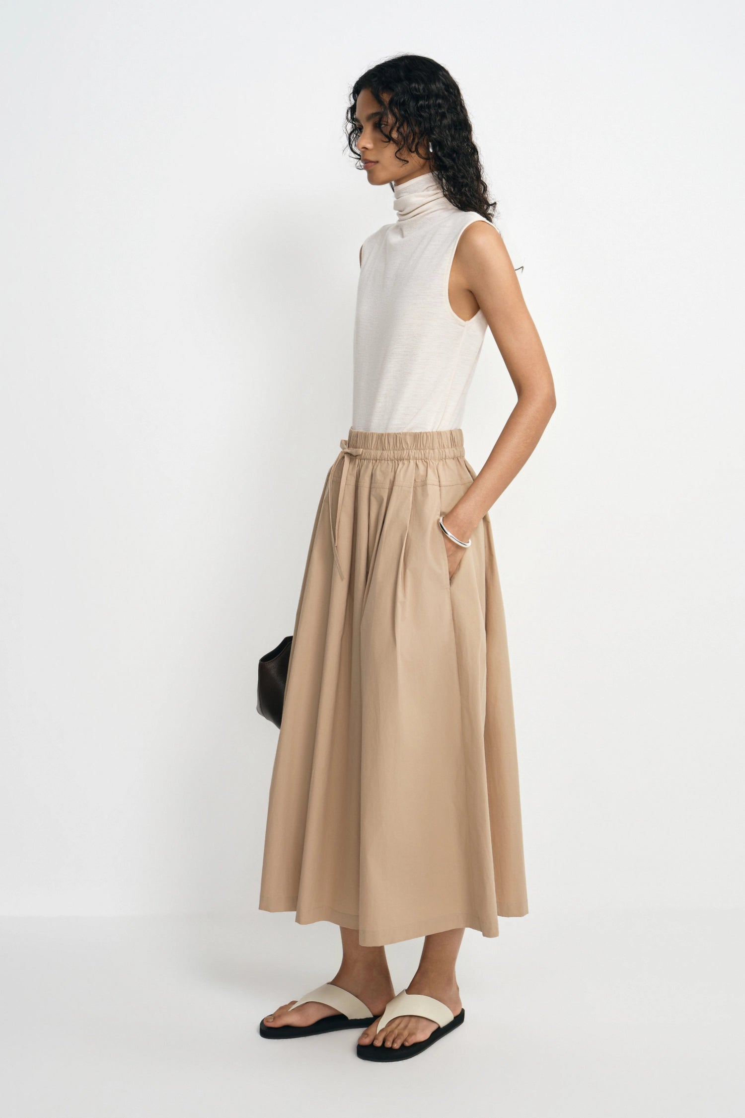 Panier Drawstring Waist Pleated Skirt